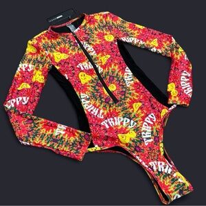 Multi Color “Trippy” Long Sleeve Swimsuit